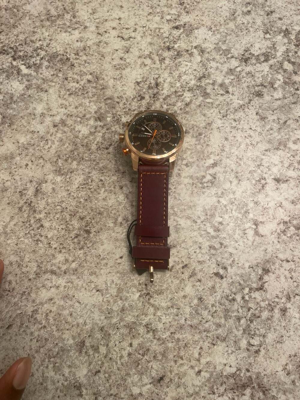 Curren 8291 Men's Chronograph Watch Rose Gold Case Brown Leather Strap